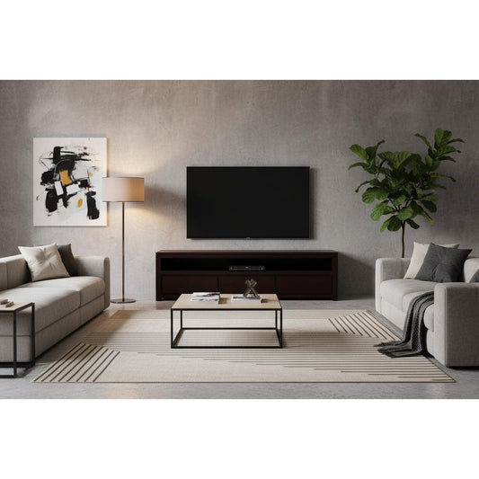 Tanaka Solid Mahogany TV Unit 190cm with 3 Drawers in Chocolate - Chocolate Wood