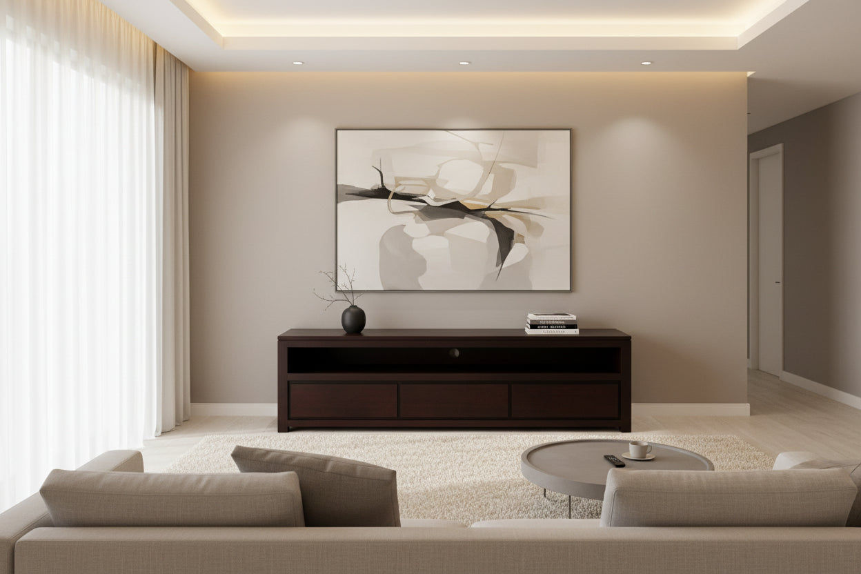 TANAKA SOLID MAHOGANY TV UNIT WITH 3 DRAWERS IN CHOCOLATE 190CM - MyChocolateWood