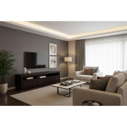 Tanaka Solid Mahogany TV Unit 190cm with 3 Drawers in Chocolate - Chocolate Wood