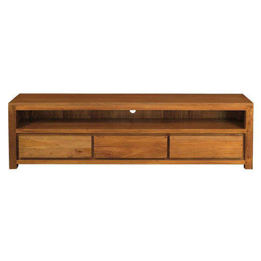 TANAKA SOLID MAHOGANY TV UNIT WITH 3 DRAWERS IN LIGHT PECAN 190CM - MyChocolateWood