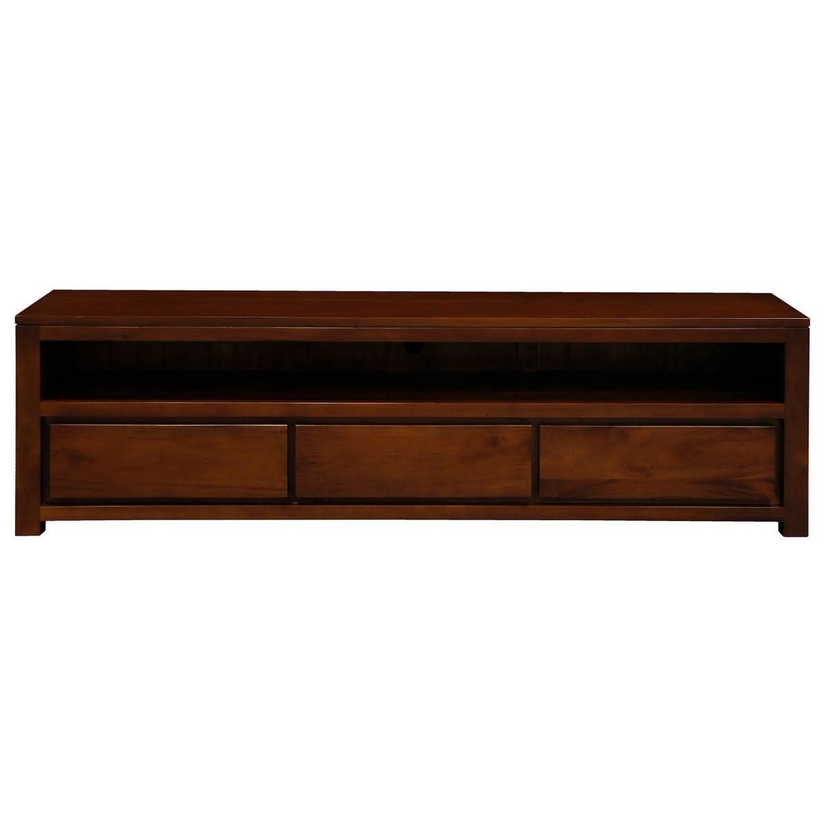 TANAKA SOLID MAHOGANY TV UNIT WITH 3 DRAWERS IN MAHOGANY 190CM - MyChocolateWood