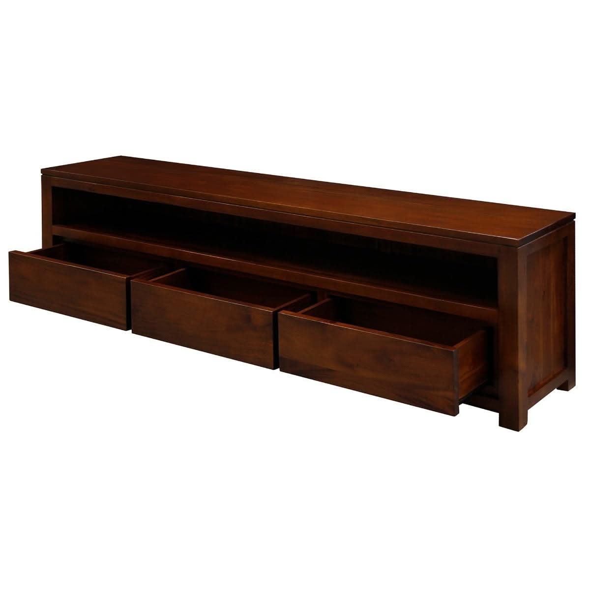 Tanaka Solid Mahogany TV Unit 190cm with 3 Drawers in Mahogany - Chocolate Wood