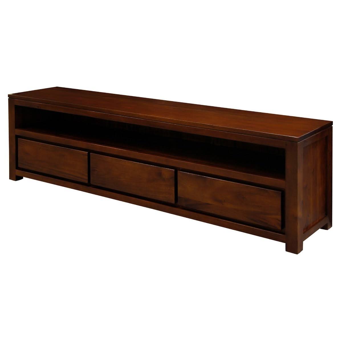Tanaka Solid Mahogany TV Unit 190cm with 3 Drawers in Mahogany - Chocolate Wood