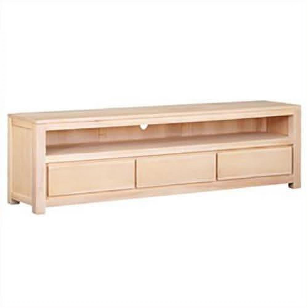 Tanaka Solid Mahogany TV Unit 190cm with 3 Drawers in Whitewash - Chocolate Wood