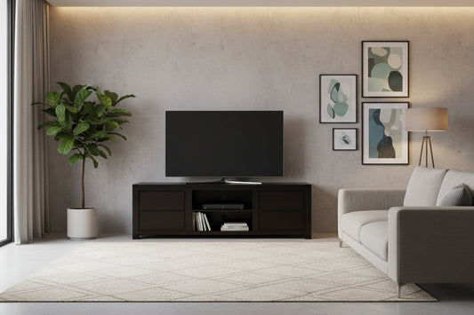 TANAKA SOLID MAHOGANY TV UNIT WITH 4 DRAWERS & 2 SHELVES IN CHOCOLATE 170CM - MyChocolateWood