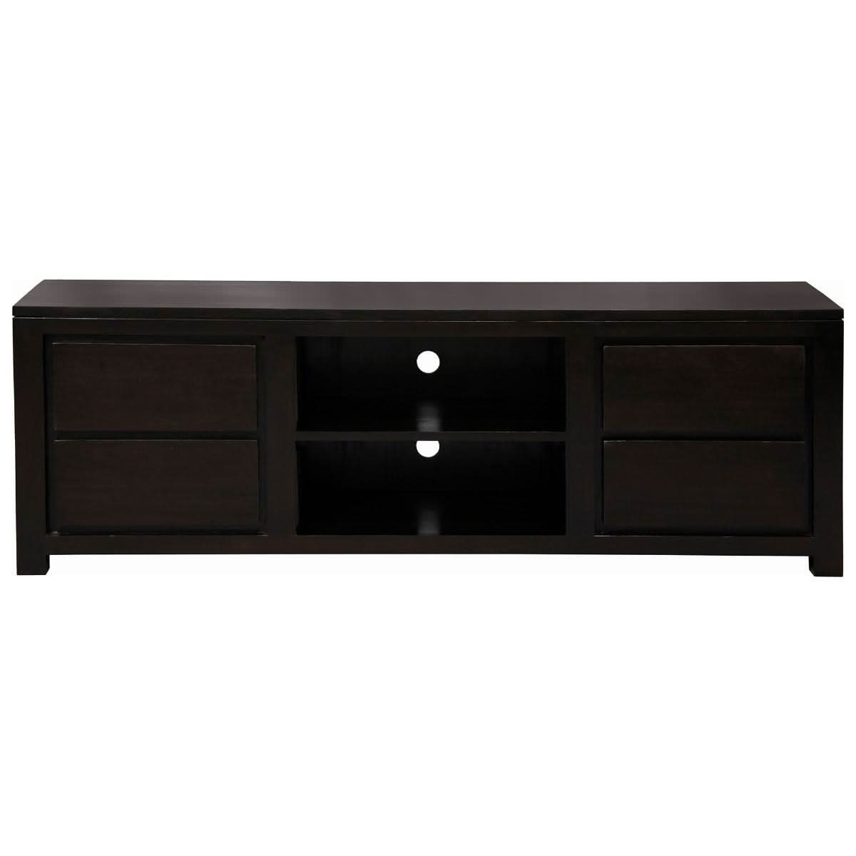 Tanaka Solid Mahogany TV Unit 170cm with 4 Drawers & 2 Shelves in Chocolate - Chocolate Wood