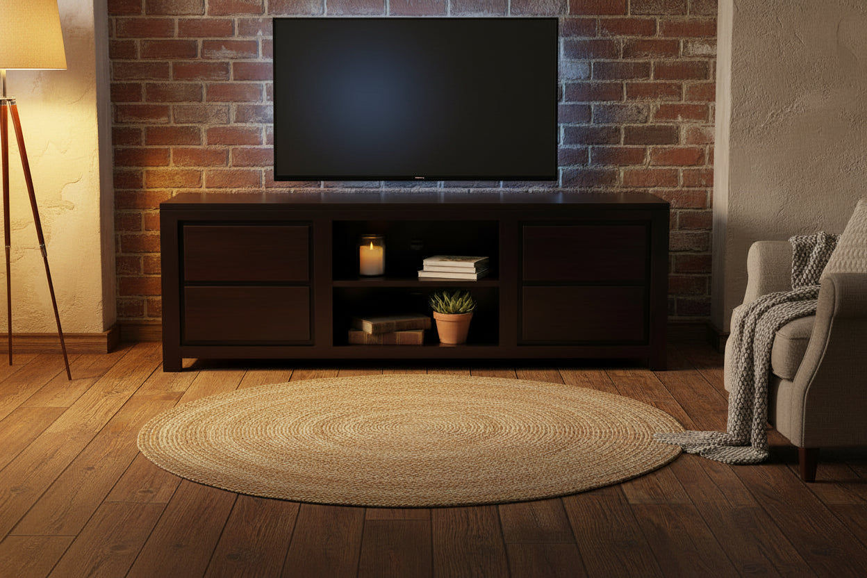 TANAKA SOLID MAHOGANY TV UNIT WITH 4 DRAWERS & 2 SHELVES IN CHOCOLATE 170CM - MyChocolateWood
