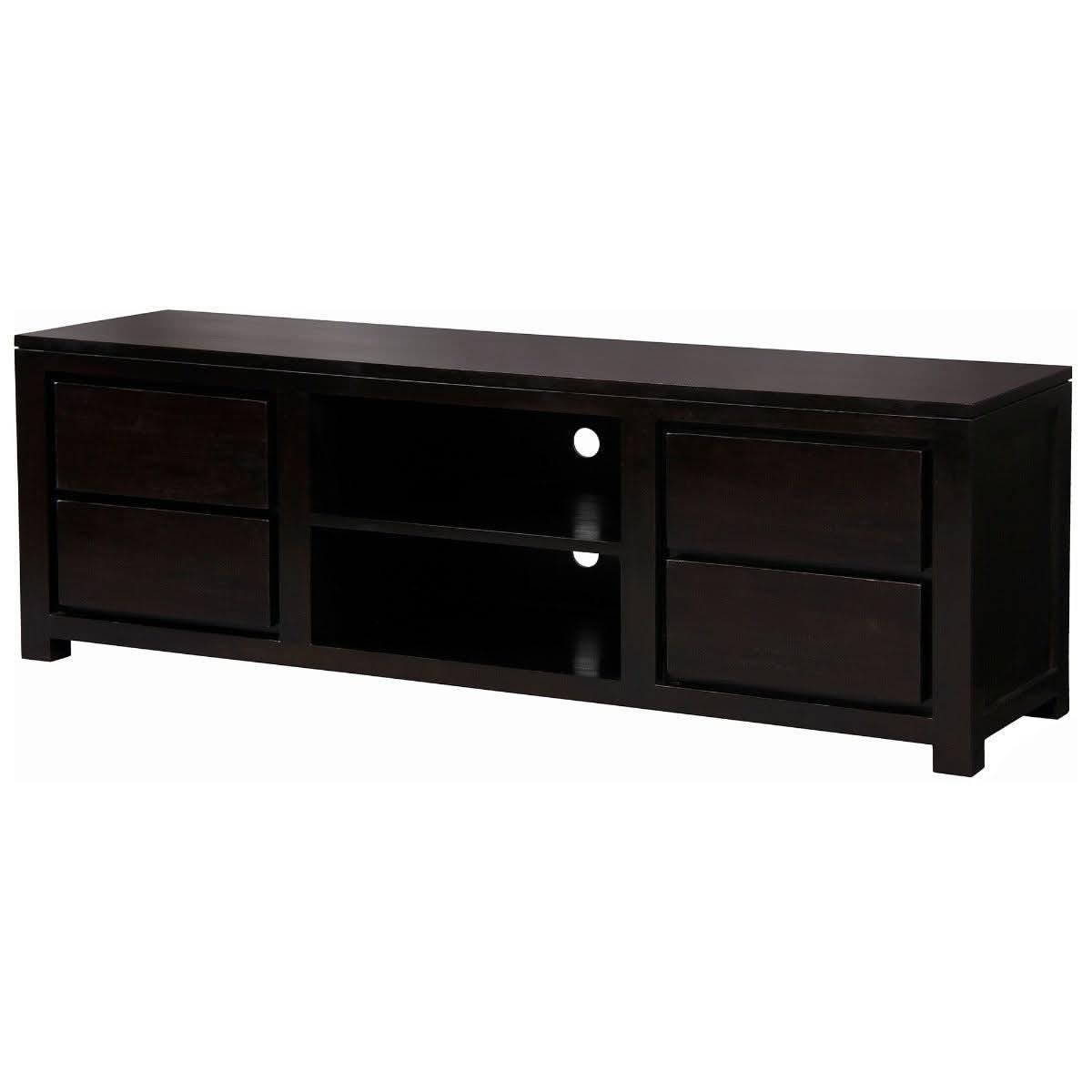 Tanaka Solid Mahogany TV Unit 170cm with 4 Drawers & 2 Shelves in Chocolate - Chocolate Wood