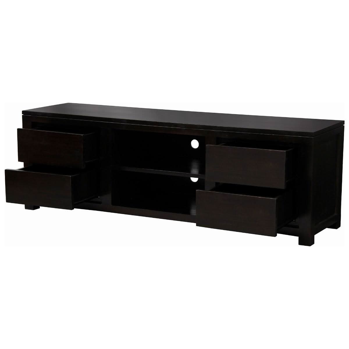 Tanaka Solid Mahogany TV Unit 170cm with 4 Drawers & 2 Shelves in Chocolate - Chocolate Wood
