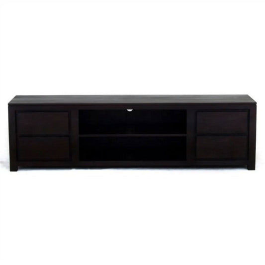Tanaka Solid Mahogany TV / Entertainment Unit 200cm with 4 Drawers & 2 Shelves in Chocolate - Chocolate Wood