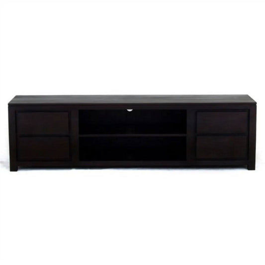 Tanaka Solid Mahogany TV / Entertainment Unit 200cm with 4 Drawers & 2 Shelves in Chocolate - Chocolate Wood