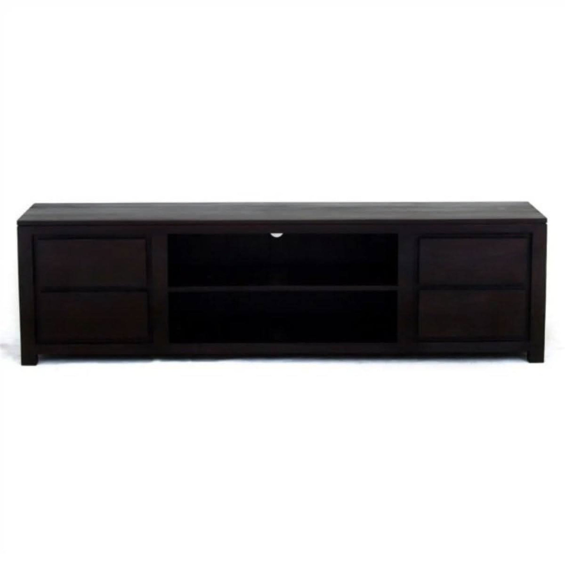Tanaka Solid Mahogany TV / Entertainment Unit 200cm with 4 Drawers & 2 Shelves in Chocolate - Chocolate Wood