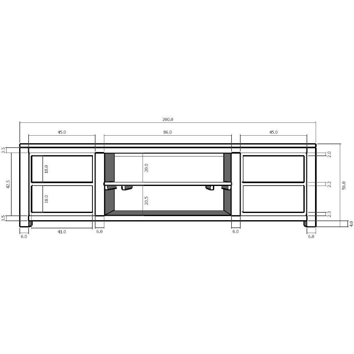 TANAKA SOLID MAHOGANY TV UNIT WITH 4 DRAWERS & 2 SHELVES IN CHOCOLATE 200CM - MyChocolateWood