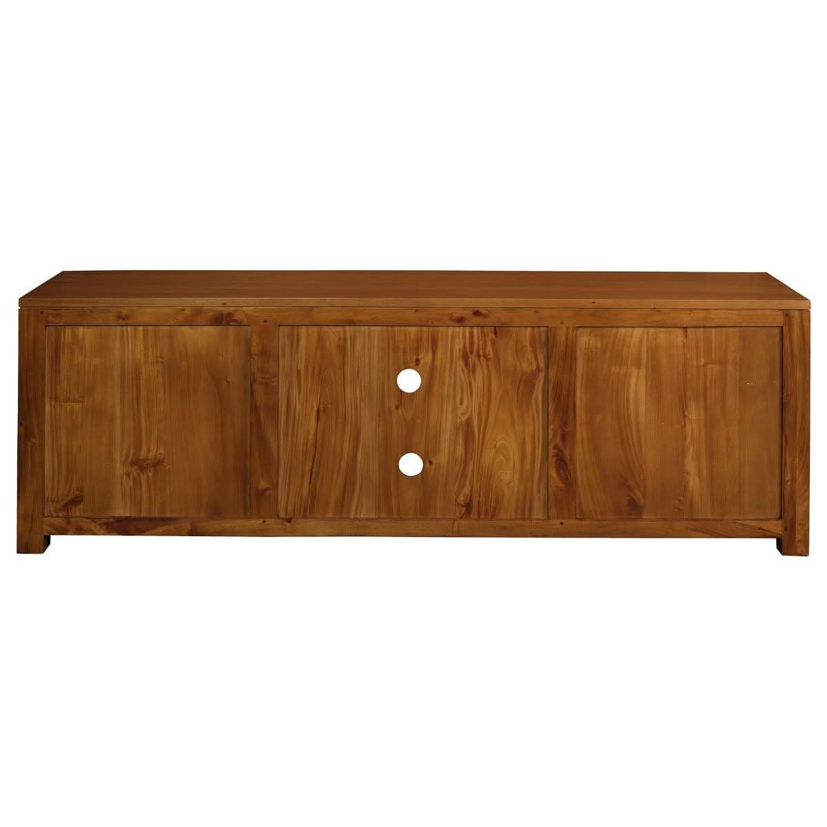 Tanaka Solid Mahogany TV Unit 170cm with 4 Drawers & 2 Shelves in Light Pecan - Chocolate Wood
