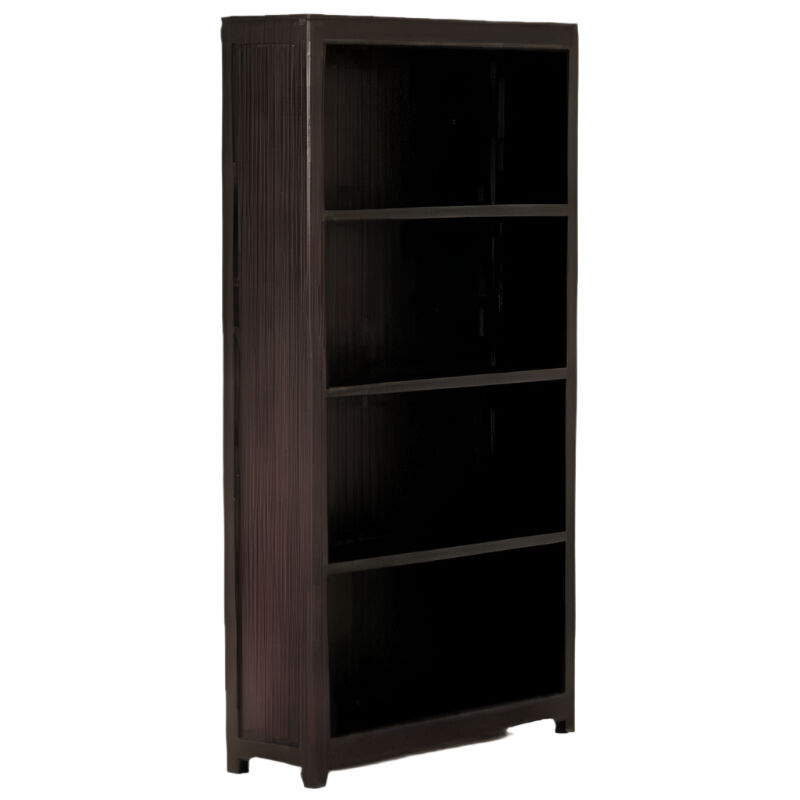 Tanaka Solid Mahogany Wide Bookcase in Chocolate