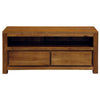 Tanaka Solid Mahogany TV Unit 120cm with 2 Drawers in Light Pecan - Chocolate Wood