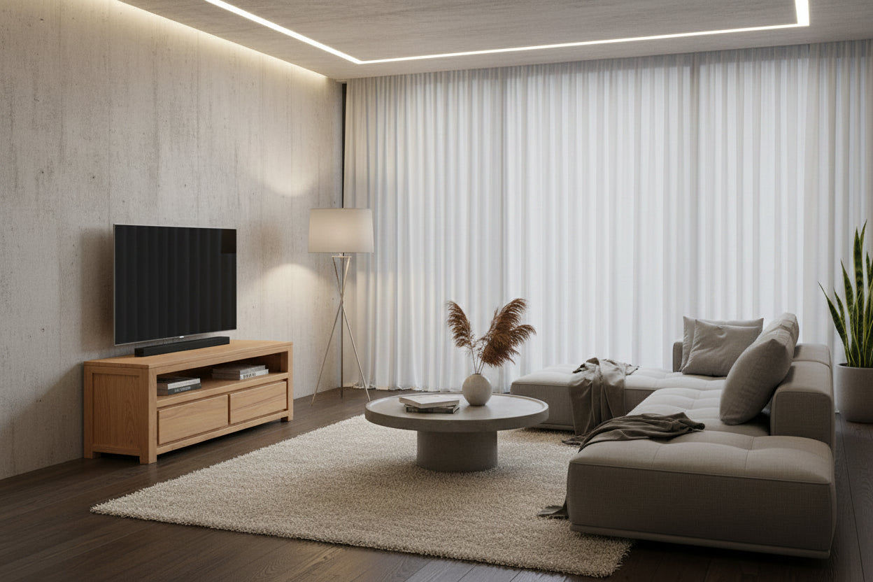 TANAKA SOLID MINDI WOOD 120CM TV UNIT WITH 2 DRAWERS IN NATURAL - MyChocolateWood
