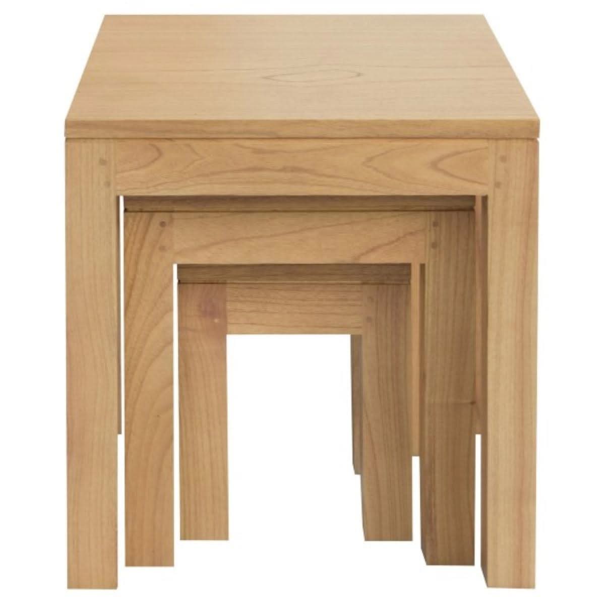Tanaka Solid Mindi Wood Nest of Tables in Natural