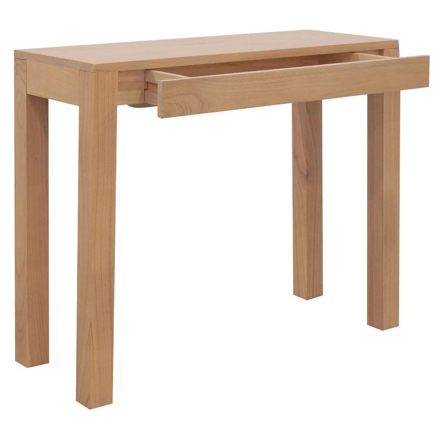 Tanaka Solid White Cedar Console Table 90cm drawer open
