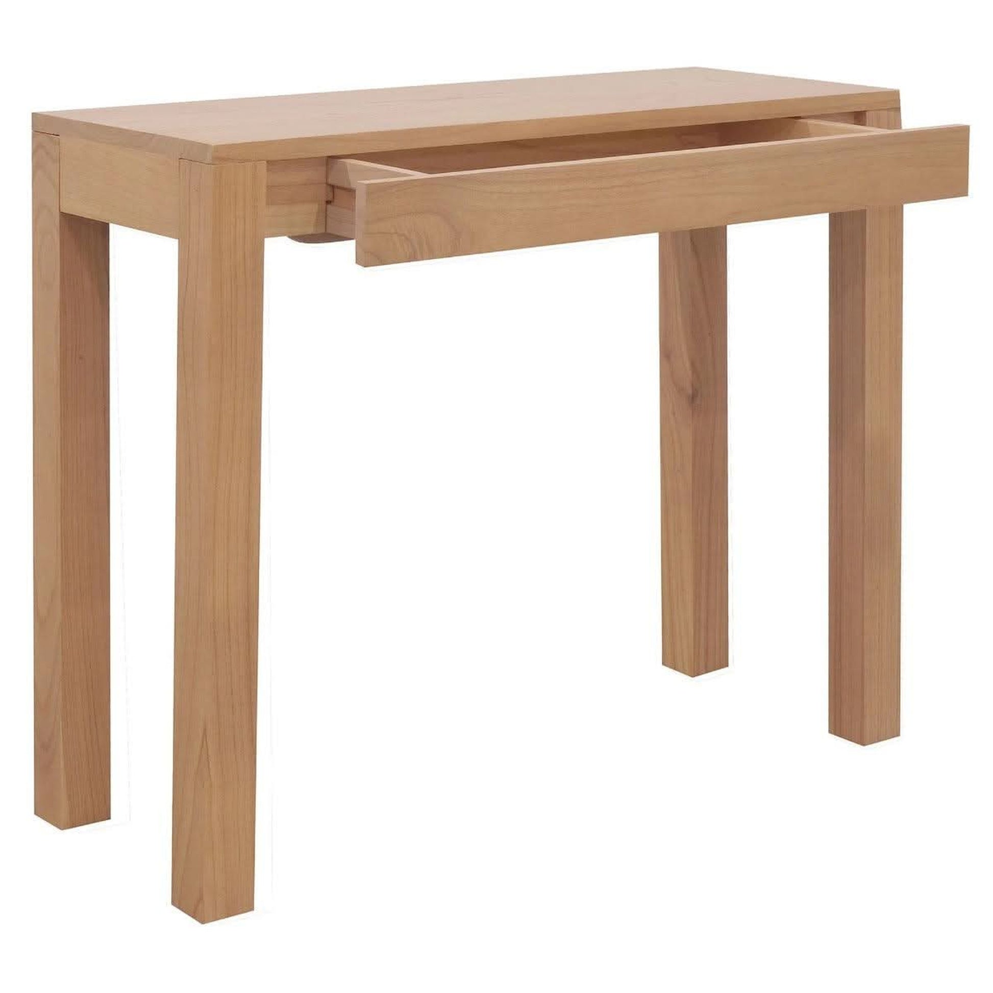 Tanaka Solid White Cedar Console Table 90cm drawer open
