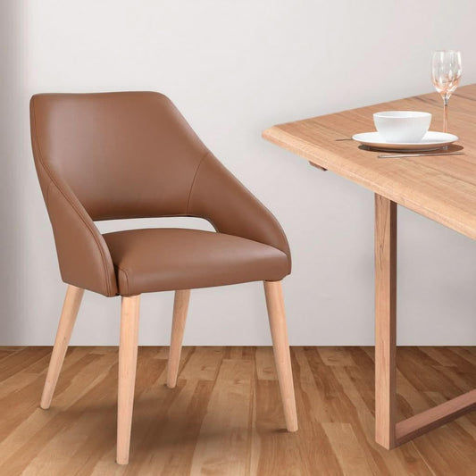 TANSINA BUFFALO LEATHER DINING CHAIR IN COGNAC