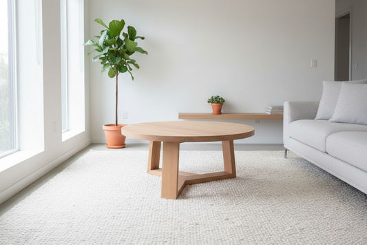 TANSY ROUND COFFEE TABLE 120CM DIA. - SOLID VICTORIAN ASH - MyChocolateWood