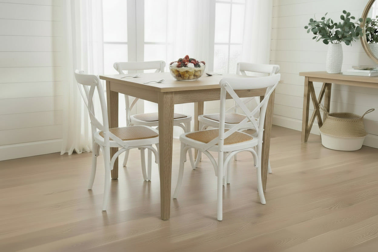 TARA 4-SEATER SQUARE DINING TABLE IN SOLID OAK WITH A NATURAL FINISH 90CM - MyChocolateWood
