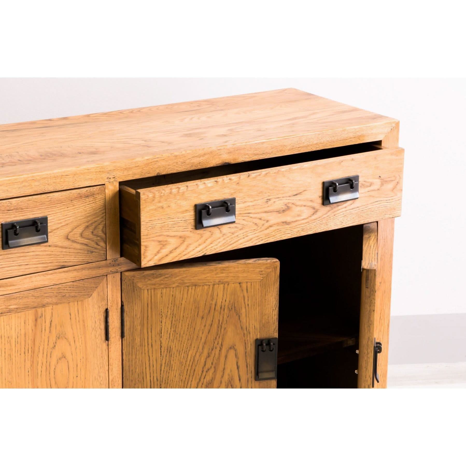 TARA SOLID OAK BUFFET SIDEBOARD NATURAL 2 DRAWERS 4 DOORS 140 CM - MyChocolateWood