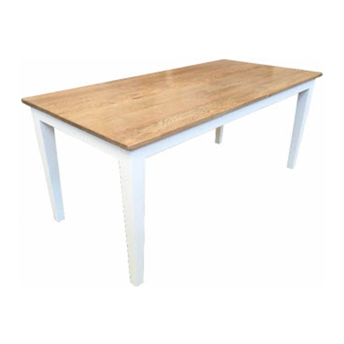Tara Solid Oak Timber Dining Table 150cm with Natural Top and White Legs - Chocolate Wood