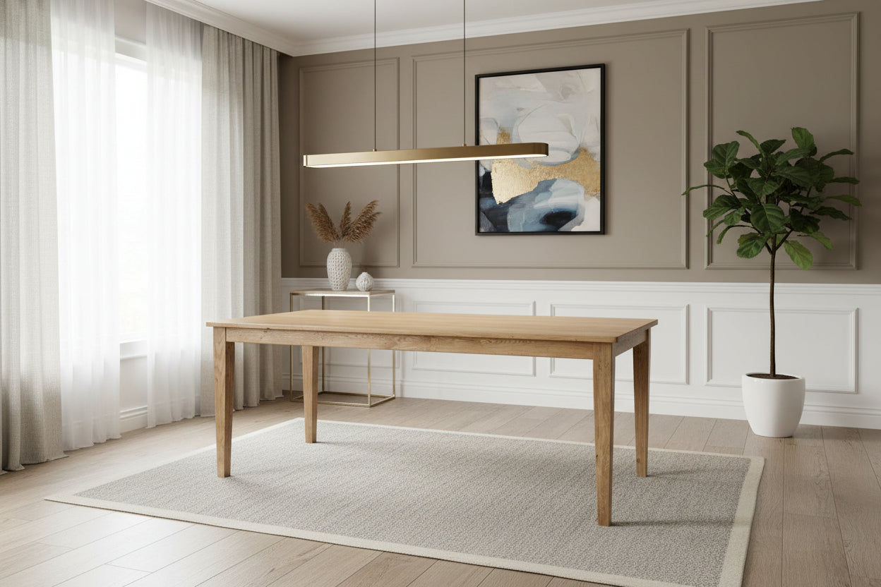 TARA SOLID OAK TIMBER DINING TABLE 180CM - MyChocolateWood