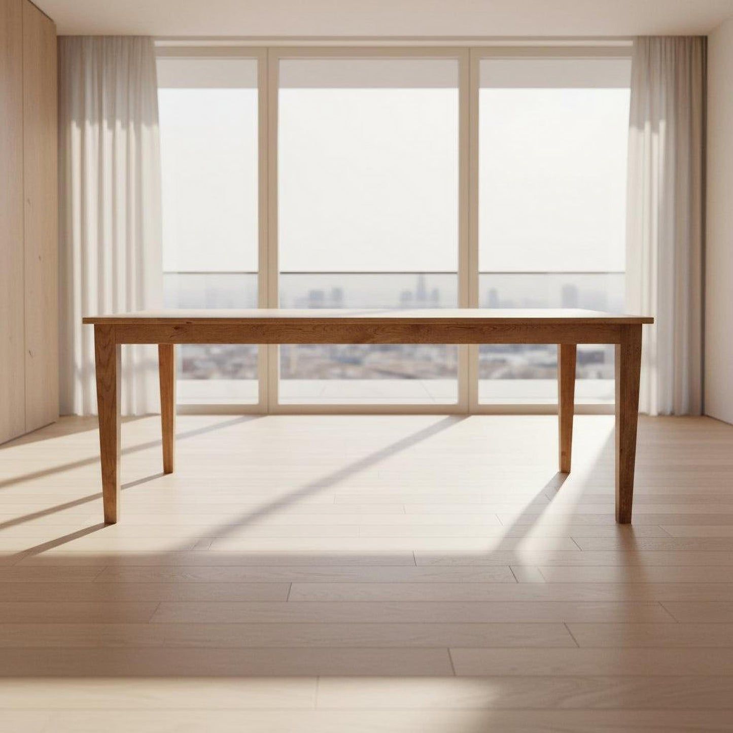 Tara Solid Oak Timber Dining Table 240cm in Natural - Chocolate Wood