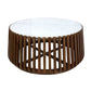 TASHA MARBLE COFFEE TABLE OAK WOOD BASE IN WHITE/BLACK