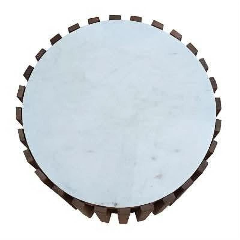TASHA MARBLE LAMP TABLE OAK WOOD BASE IN WHITE/BLACK