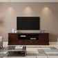 Tasmania Solid Mahogany 2 Door 4 Drawer TV / Entertainment Unit, 200cm in Mahogany - Chocolate Wood