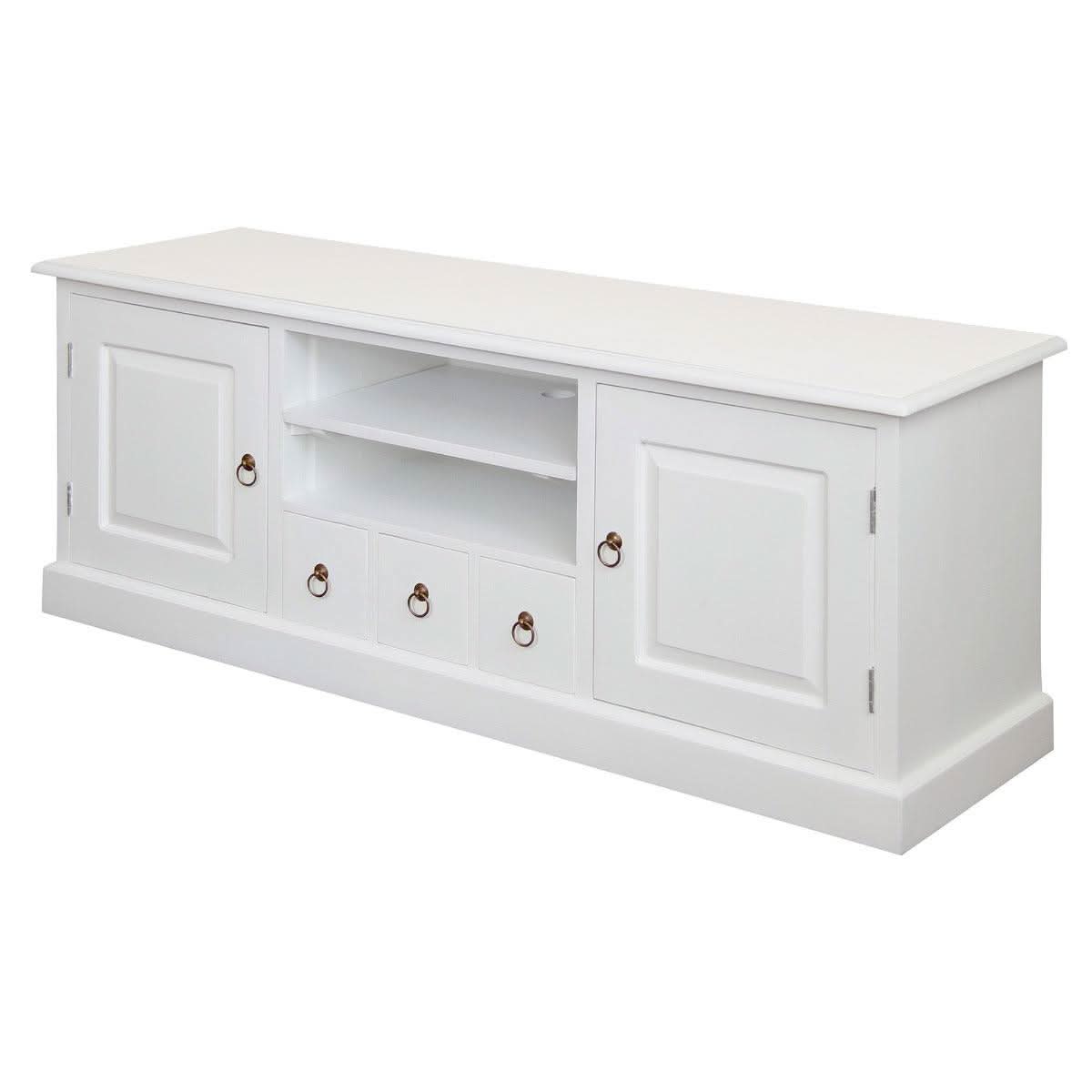 Tasmania Solid Mahogany 2 Door 3 Drawer TV / Entertainment Unit, 160cm in White - Chocolate Wood