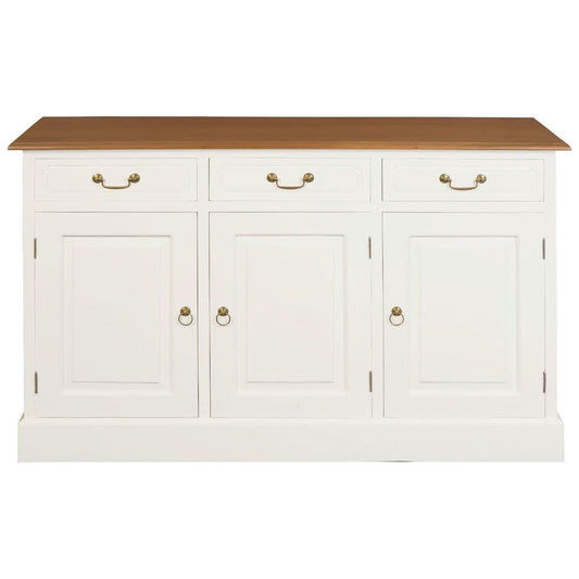 TASMANIA SOLID MAHOGANY 3 DOOR 3 DRAWER BUFFET WITH CARAMEL TOP & WHITE BODY - MyChocolateWood