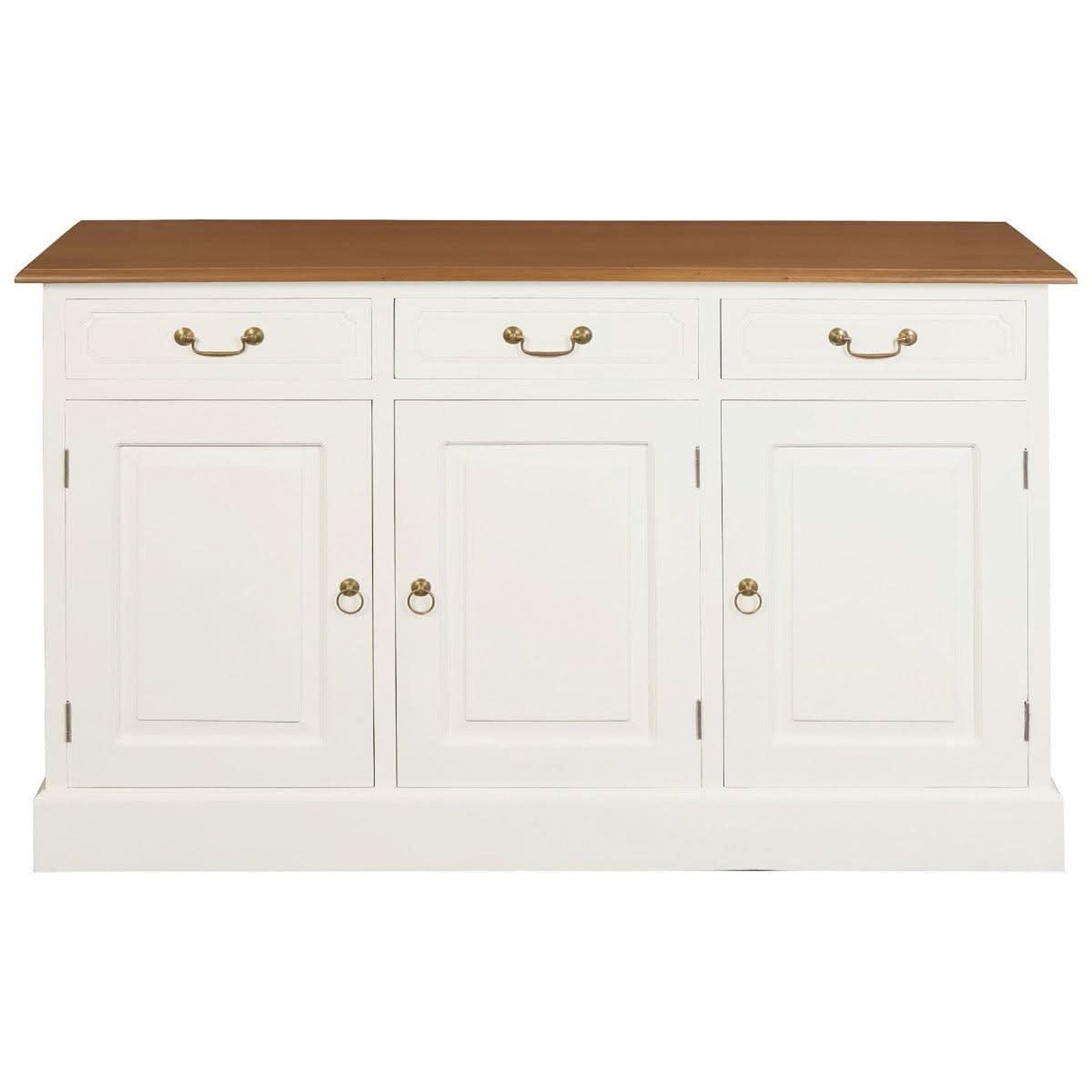 Tasmania Solid Mahogany 3 Door 3 Drawer Buffet / Sideboard in White and Caramel - Chocolate Wood