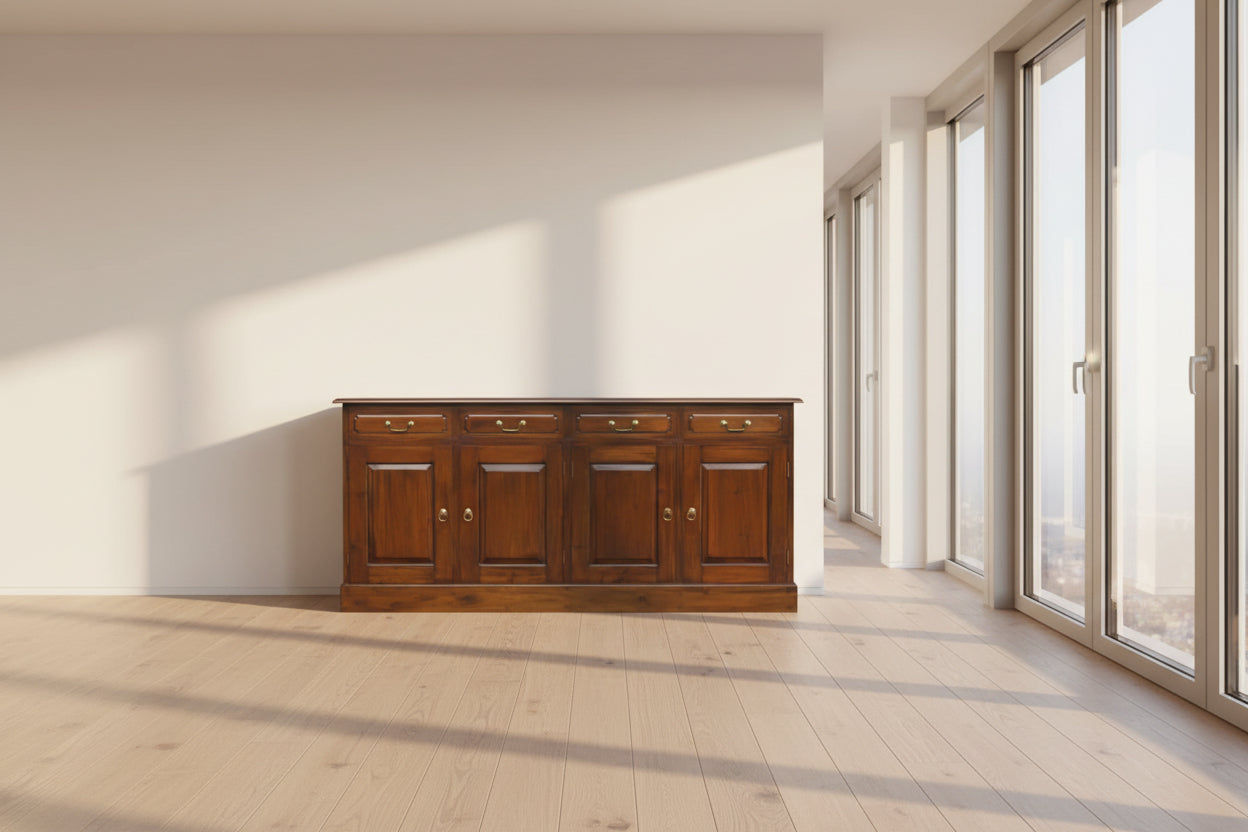 TASMANIA SOLID MAHOGANY 4 DOORS & 4 DRAWERS BUFFET IN MAHOGANY COLOUR - MyChocolateWood