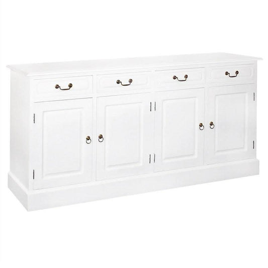 TASMANIA SOLID MAHOGANY 4 DOORS & 4 DRAWERS BUFFET IN WHITE - MyChocolateWood