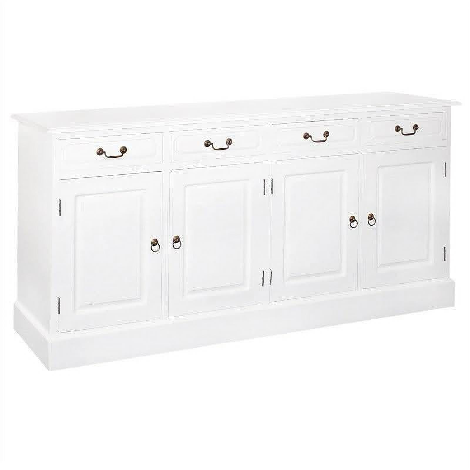 Tasmania Solid Mahogany 4 Door 4 Drawer Buffet / Sideboard in White - Chocolate Wood