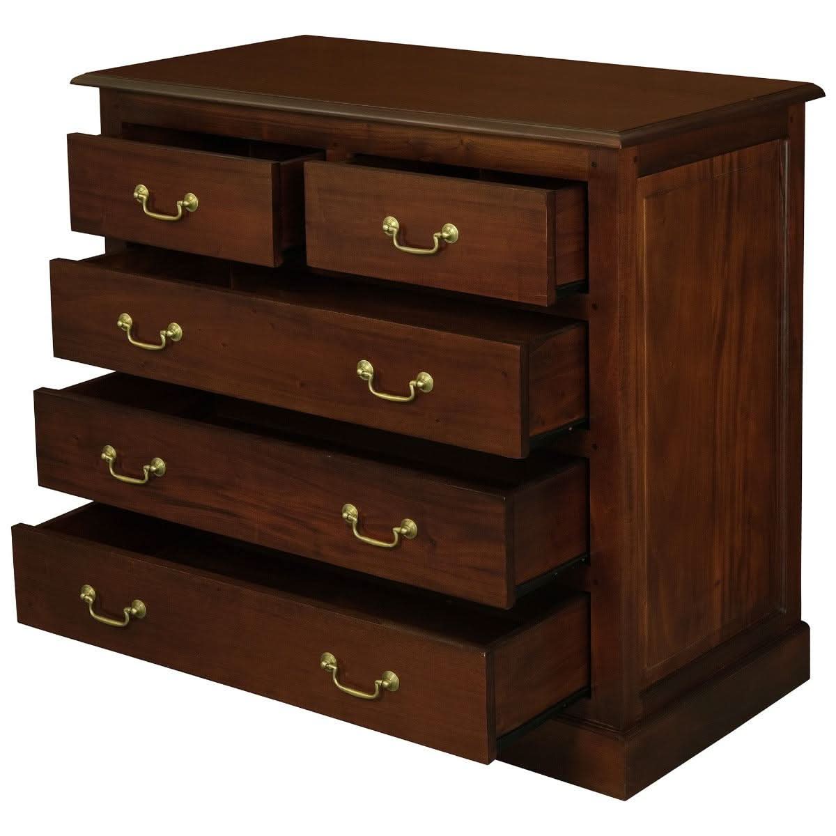 TASMANIA SOLID MAHOGANY 5 DRAWERS TALLBOY/5 DRAWER CHEST OF DRAWERS IN MAHOGANY - MyChocolateWood