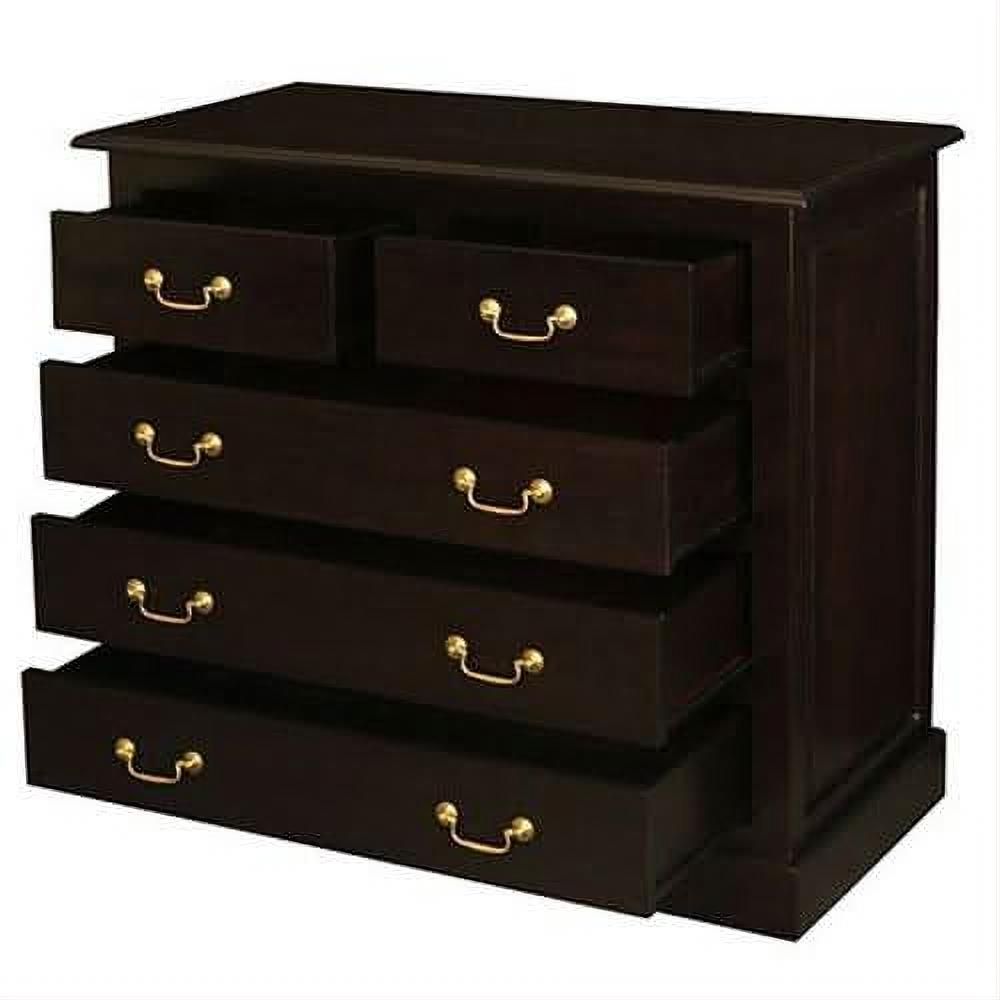 Tasmania Solid Mahogany 5 Drawer Tallboy / 5 Drawer Chest of Drawers in Chocolate - Chocolate Wood