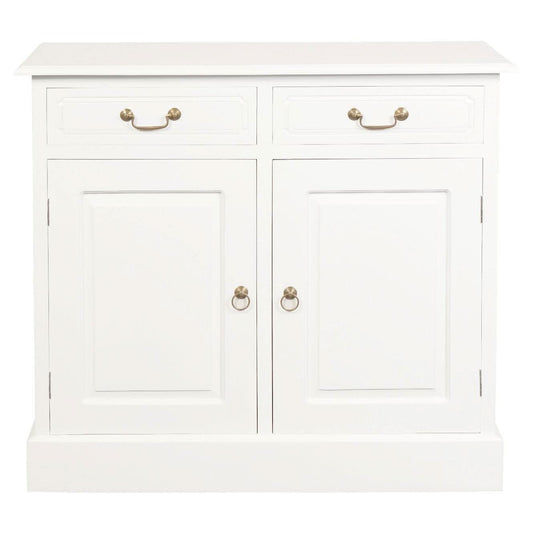 TASMANIA SOLID MAHOGANY BUFFET/SIDEBOARD 2 DOORS & 2 DRAWERS IN WHITE - MyChocolateWood