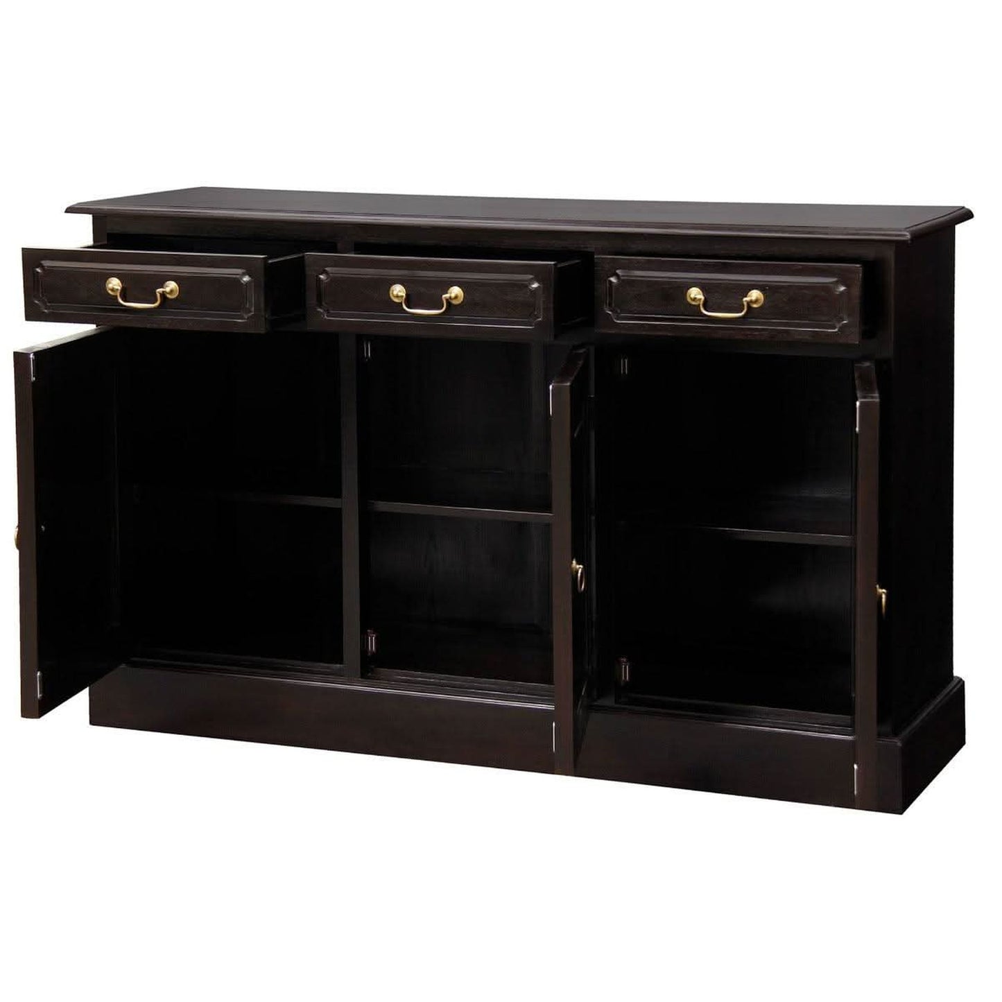 Tasmania Solid Mahogany 3 Door 3 Drawer Buffet / Sideboard in Chocolate - Chocolate Wood