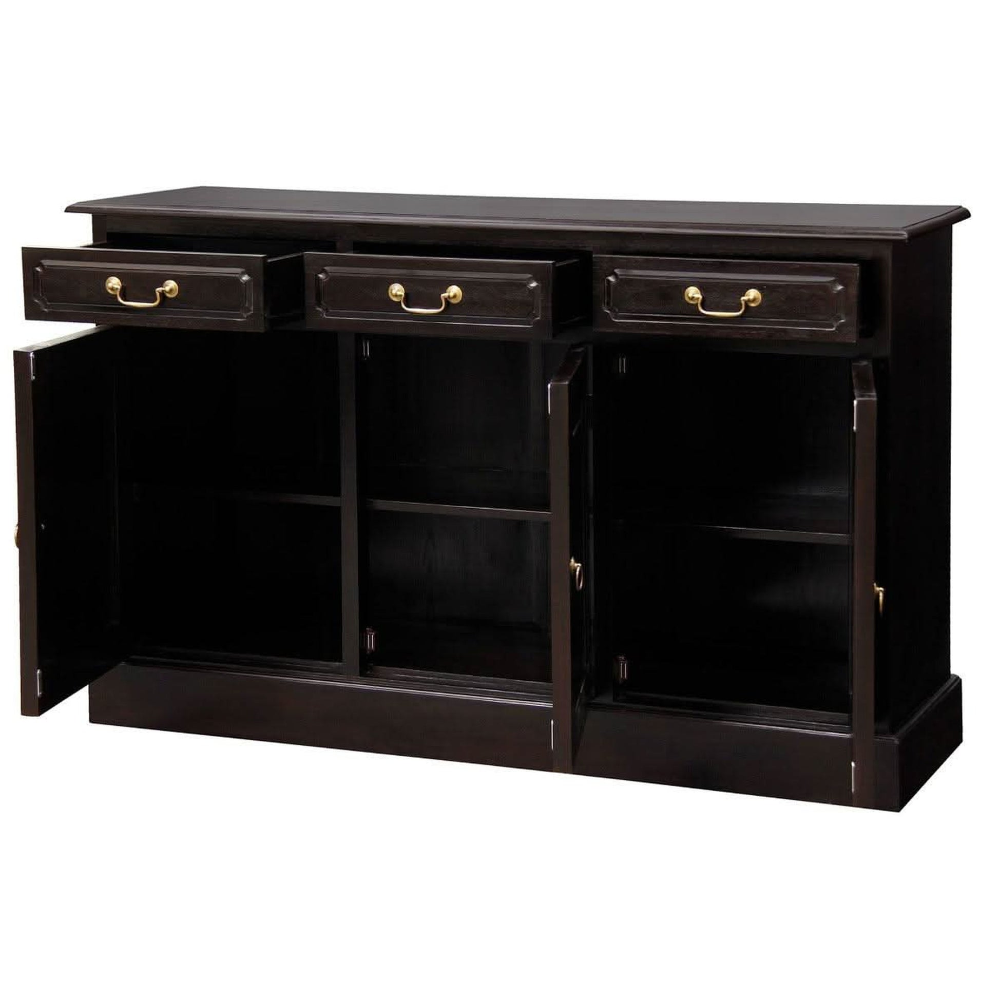 Tasmania Solid Mahogany 3 Door 3 Drawer Buffet / Sideboard in Chocolate - Chocolate Wood