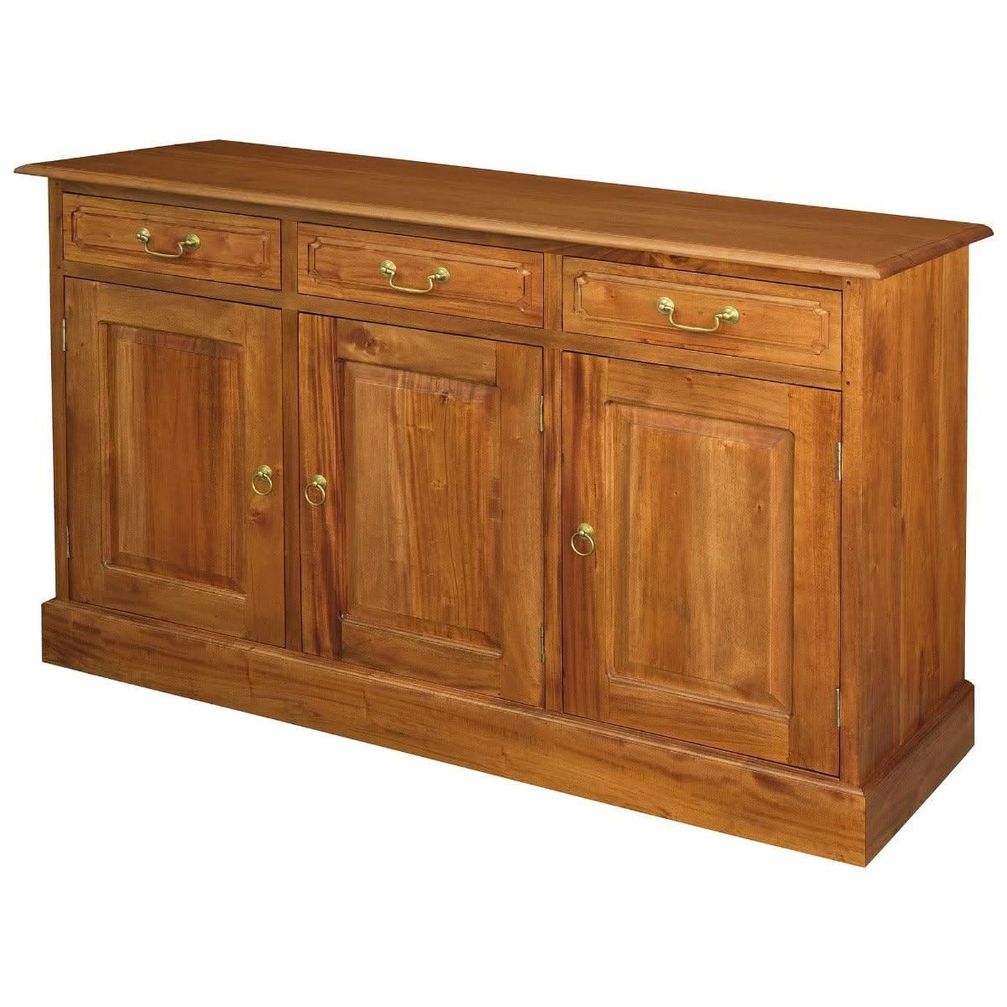 Tasmania Solid Mahogany 3 Door 3 Drawer Buffet / Sideboard in Light Pecan - Chocolate Wood
