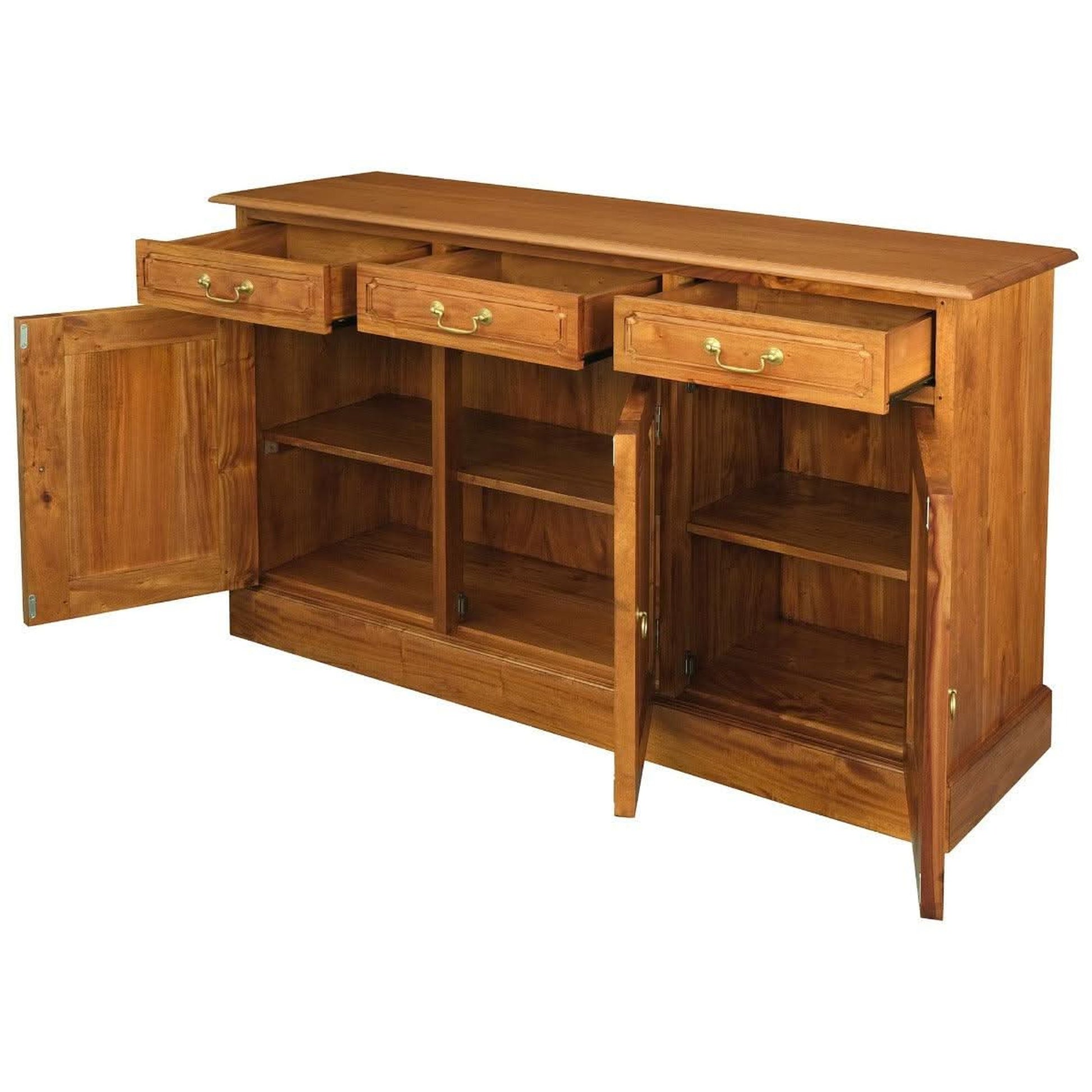 Tasmania Solid Mahogany 3 Door 3 Drawer Buffet / Sideboard in Light Pecan - Chocolate Wood