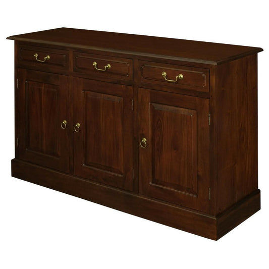 Tasmania Solid Mahogany 3 Door 3 Drawer Buffet / Sideboard in Mahogany - Chocolate Wood
