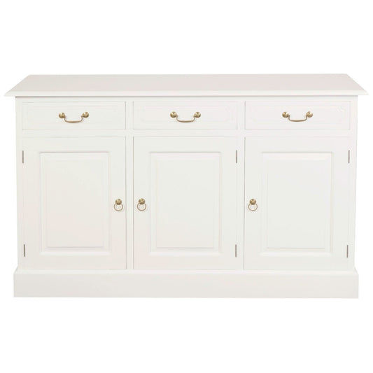 TASMANIA SOLID MAHOGANY BUFFET/SIDEBOARD 3 DOORS & 3 DRAWERS IN WHITE - MyChocolateWood