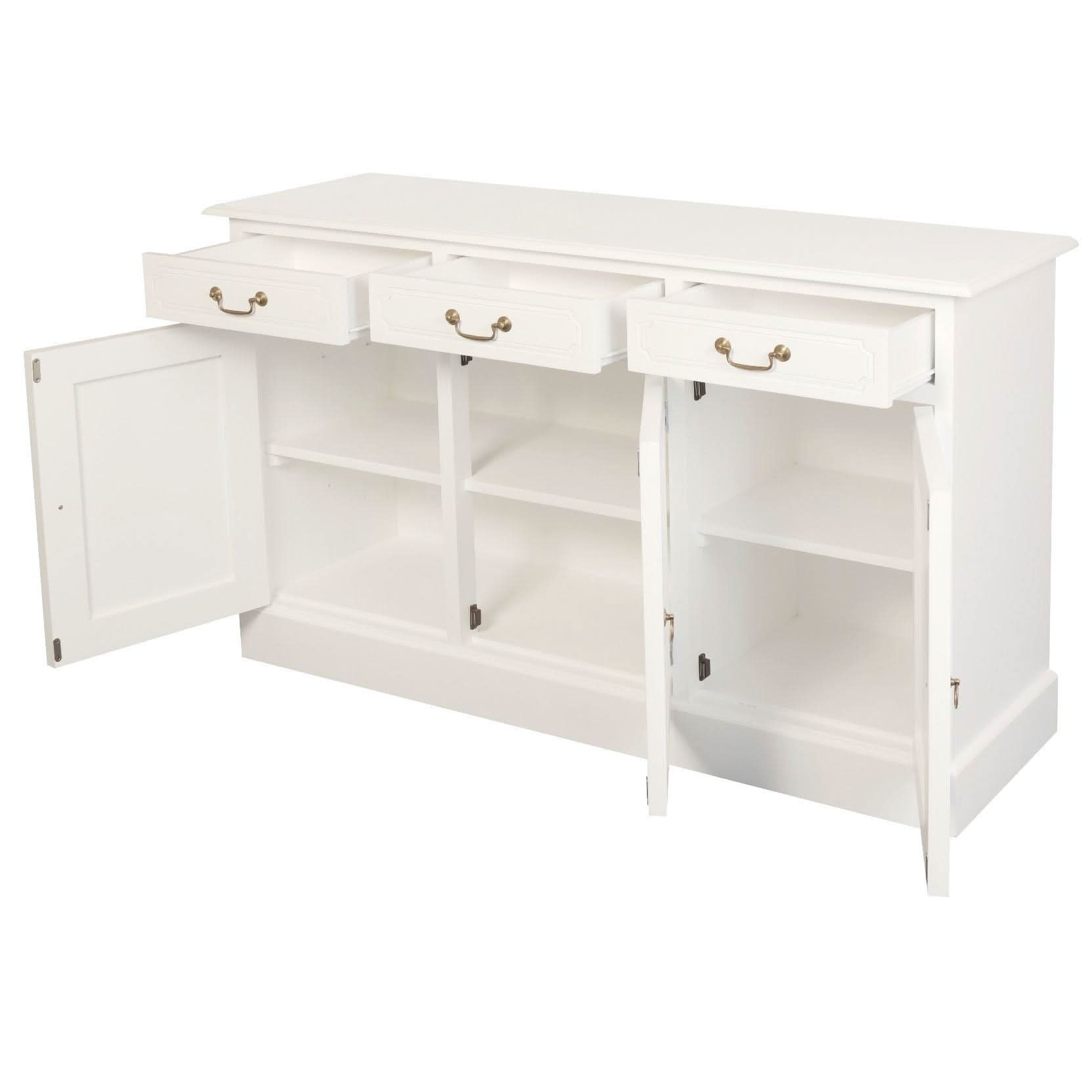 TASMANIA SOLID MAHOGANY BUFFET/SIDEBOARD 3 DOORS & 3 DRAWERS IN WHITE - MyChocolateWood